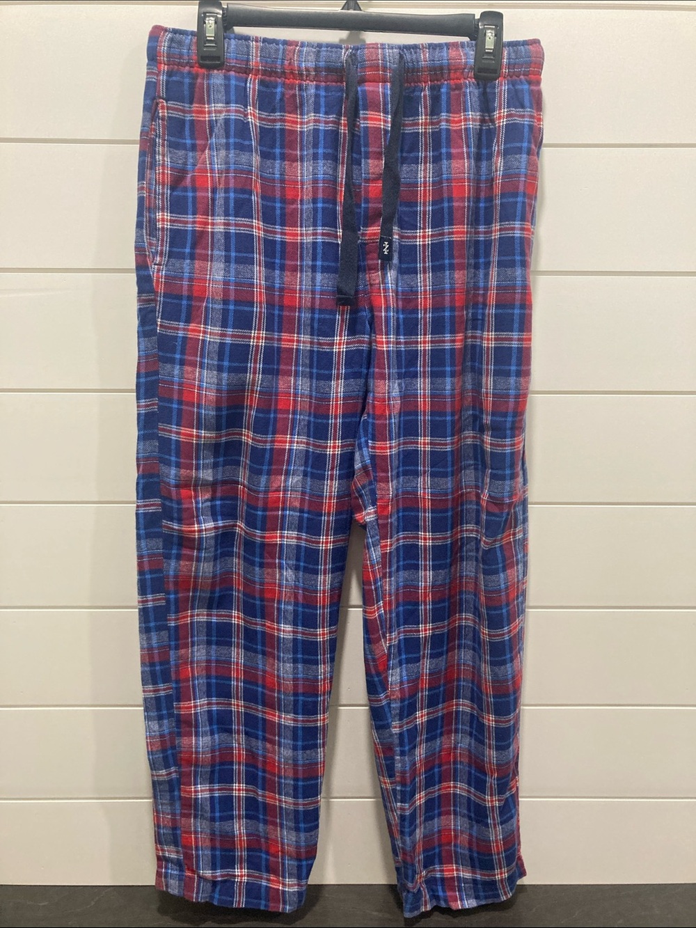 IZOD Men's Plaid Pajama Pants Blue & Red Drawstring Lounge Sleepwear-Size M GUC